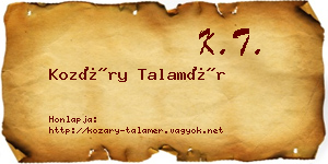 Kozáry Talamér névjegykártya